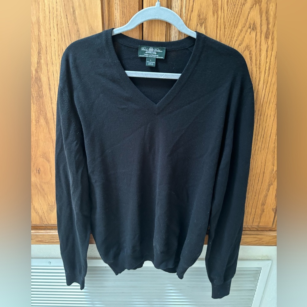 Brooks Brothers Black Cashmere Men’s Sweater Large